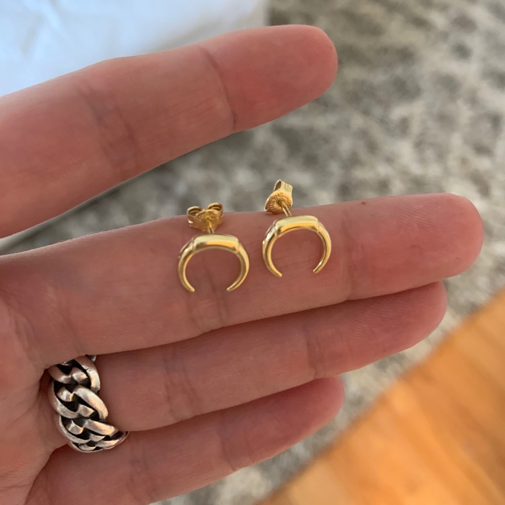 gold horn earrings